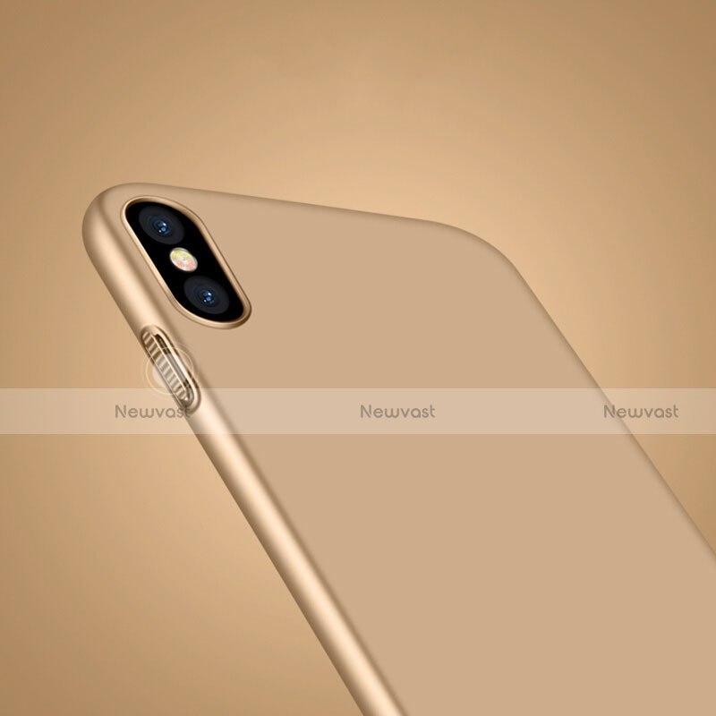 Hard Rigid Plastic Matte Finish Snap On Case with Finger Ring Stand for Apple iPhone Xs Gold