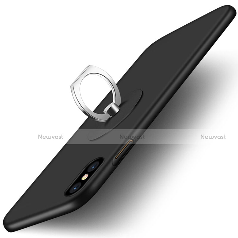 Hard Rigid Plastic Matte Finish Snap On Case with Finger Ring Stand for Apple iPhone Xs Max Black