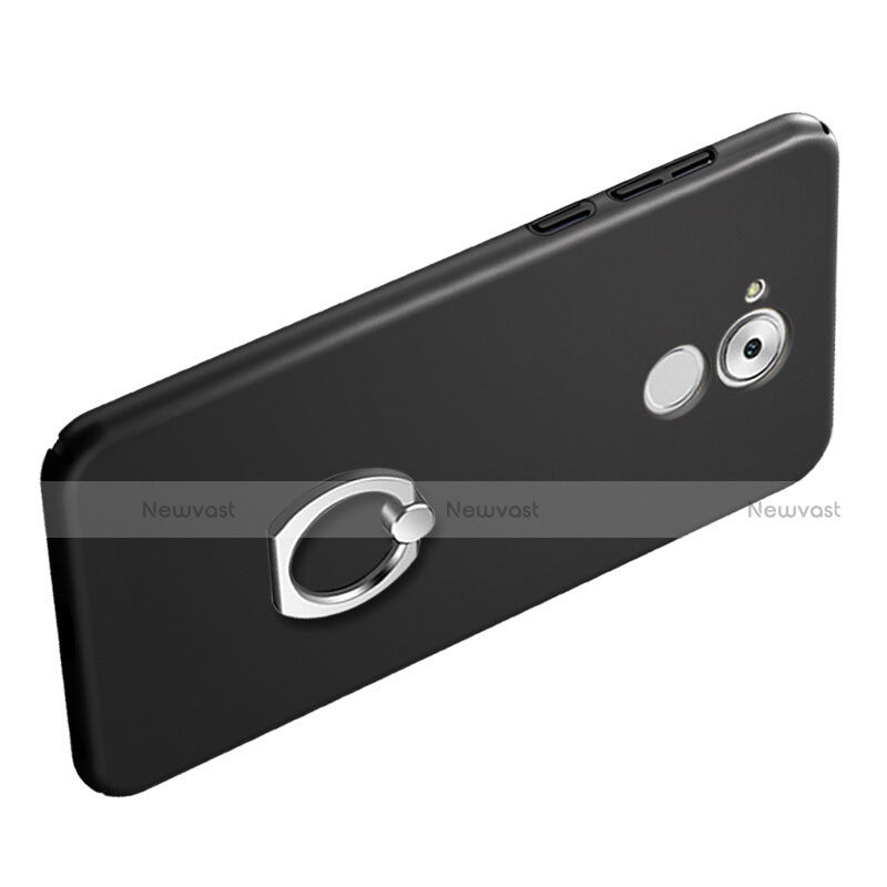 Hard Rigid Plastic Matte Finish Snap On Case with Finger Ring Stand for Huawei Enjoy 6S Black