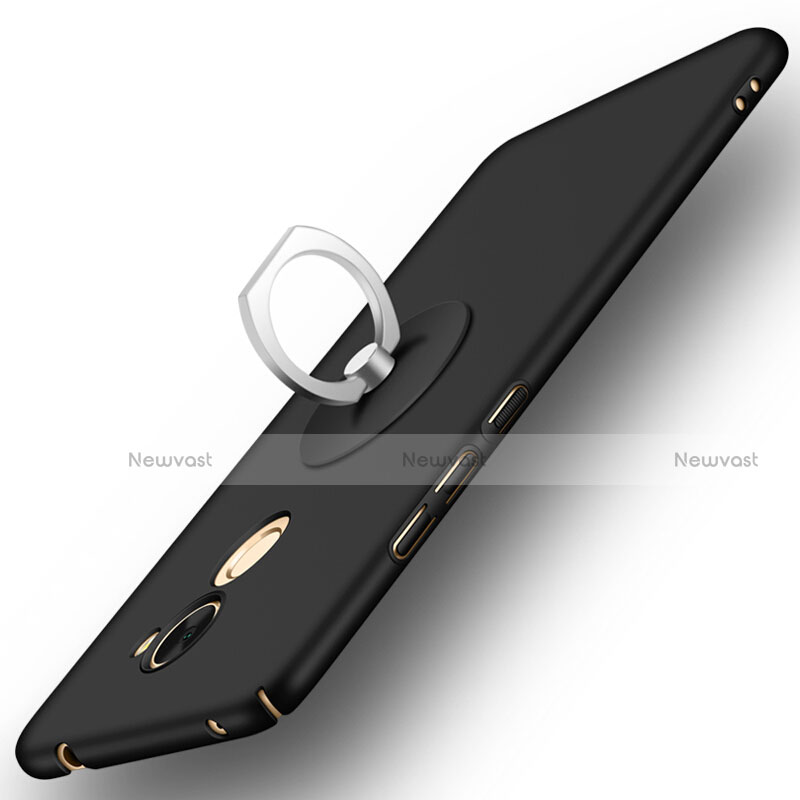 Hard Rigid Plastic Matte Finish Snap On Case with Finger Ring Stand for Huawei Enjoy 7 Plus Black