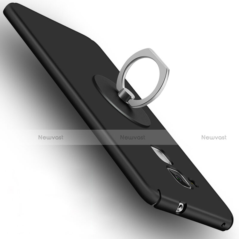 Hard Rigid Plastic Matte Finish Snap On Case with Finger Ring Stand for Huawei GR5 Mini Black