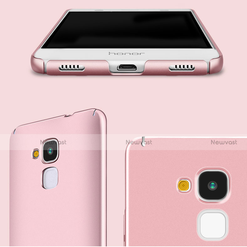 Hard Rigid Plastic Matte Finish Snap On Case with Finger Ring Stand for Huawei Honor 5C Rose Gold