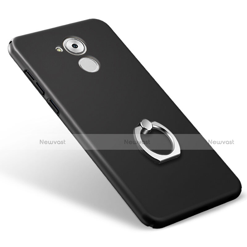 Hard Rigid Plastic Matte Finish Snap On Case with Finger Ring Stand for Huawei Honor 6C Black