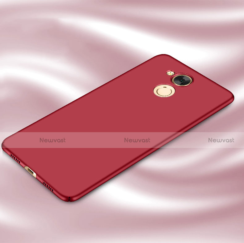 Hard Rigid Plastic Matte Finish Snap On Case with Finger Ring Stand for Huawei Honor 6C Pro Red