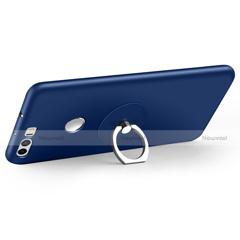 Hard Rigid Plastic Matte Finish Snap On Case with Finger Ring Stand for Huawei Honor 8 Blue