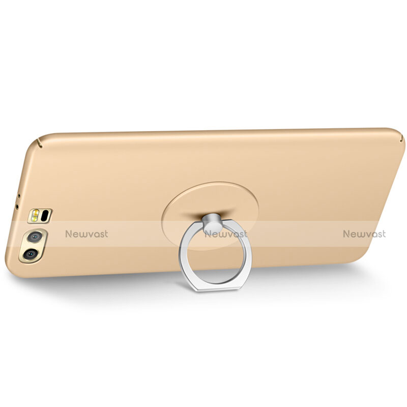 Hard Rigid Plastic Matte Finish Snap On Case with Finger Ring Stand for Huawei Honor 9 Premium Gold