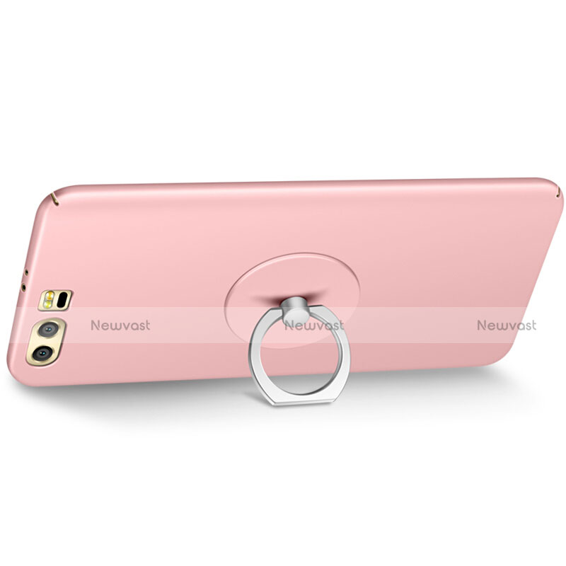 Hard Rigid Plastic Matte Finish Snap On Case with Finger Ring Stand for Huawei Honor 9 Premium Pink