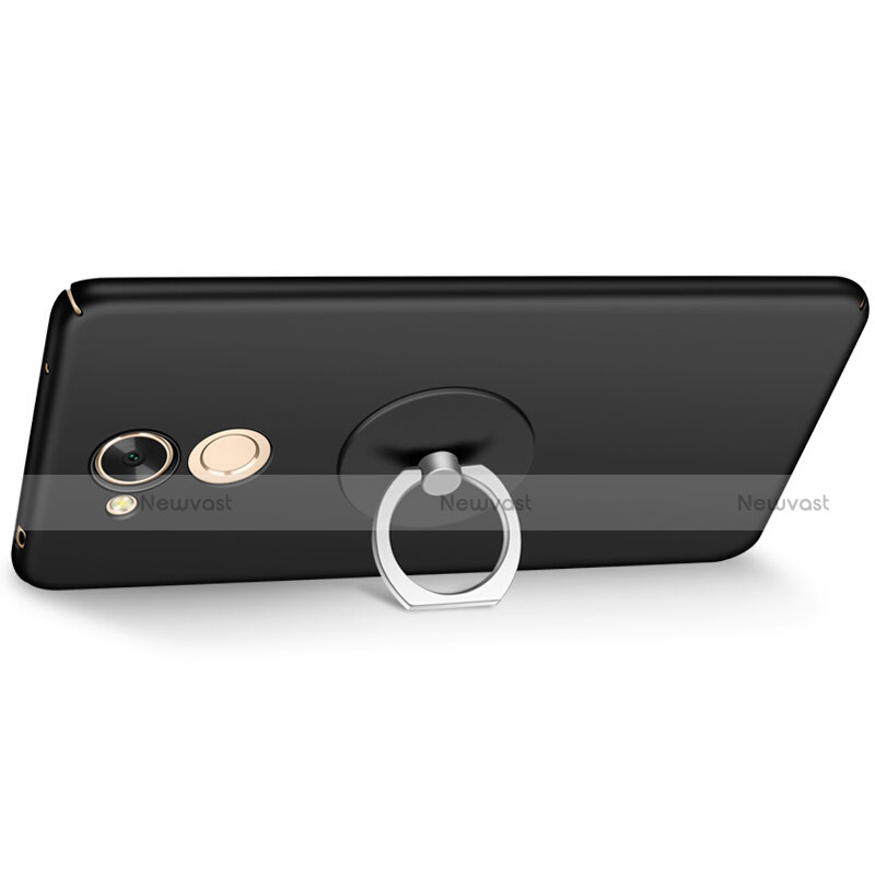 Hard Rigid Plastic Matte Finish Snap On Case with Finger Ring Stand for Huawei Honor V9 Play Black