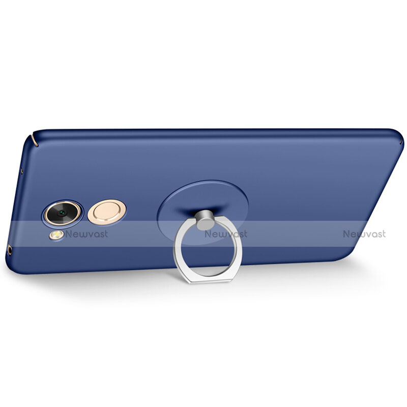 Hard Rigid Plastic Matte Finish Snap On Case with Finger Ring Stand for Huawei Honor V9 Play Blue