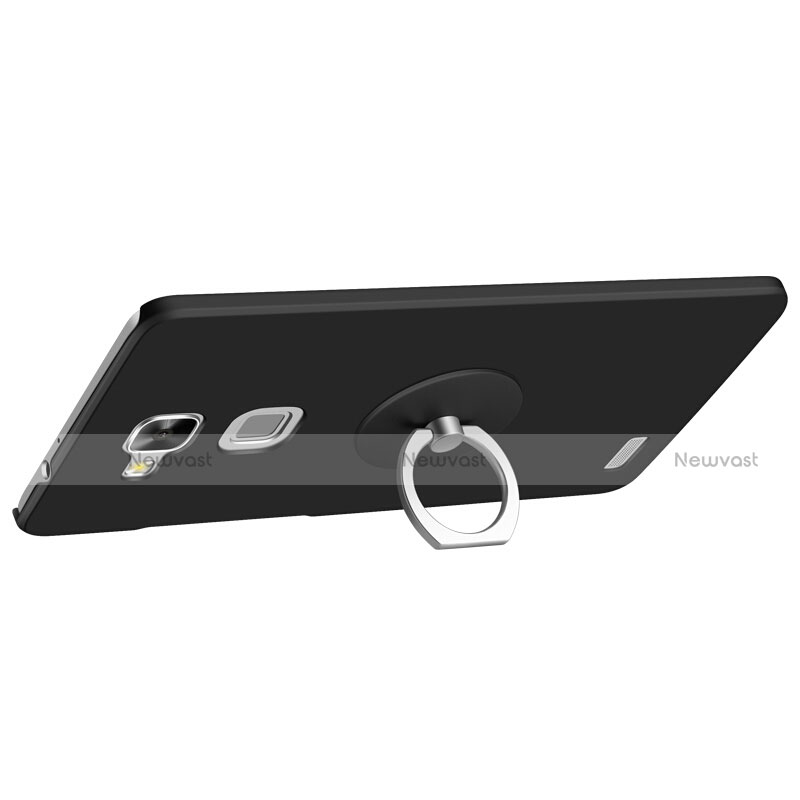 Hard Rigid Plastic Matte Finish Snap On Case with Finger Ring Stand for Huawei Mate 7 Black