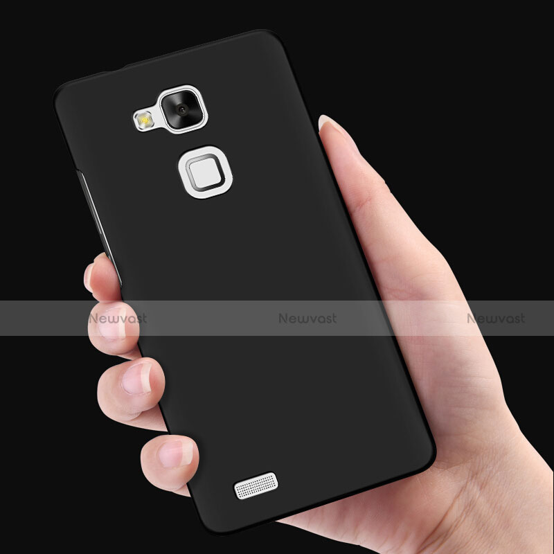 Hard Rigid Plastic Matte Finish Snap On Case with Finger Ring Stand for Huawei Mate 7 Black