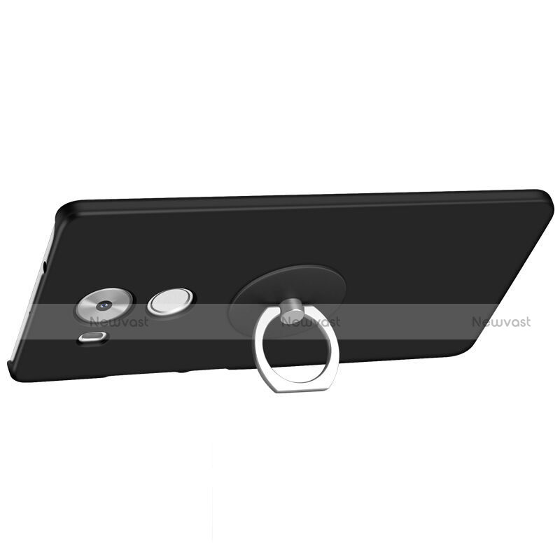 Hard Rigid Plastic Matte Finish Snap On Case with Finger Ring Stand for Huawei Mate 8 Black