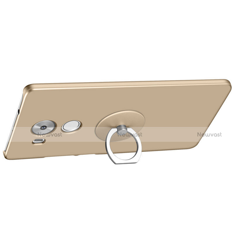 Hard Rigid Plastic Matte Finish Snap On Case with Finger Ring Stand for Huawei Mate 8 Gold