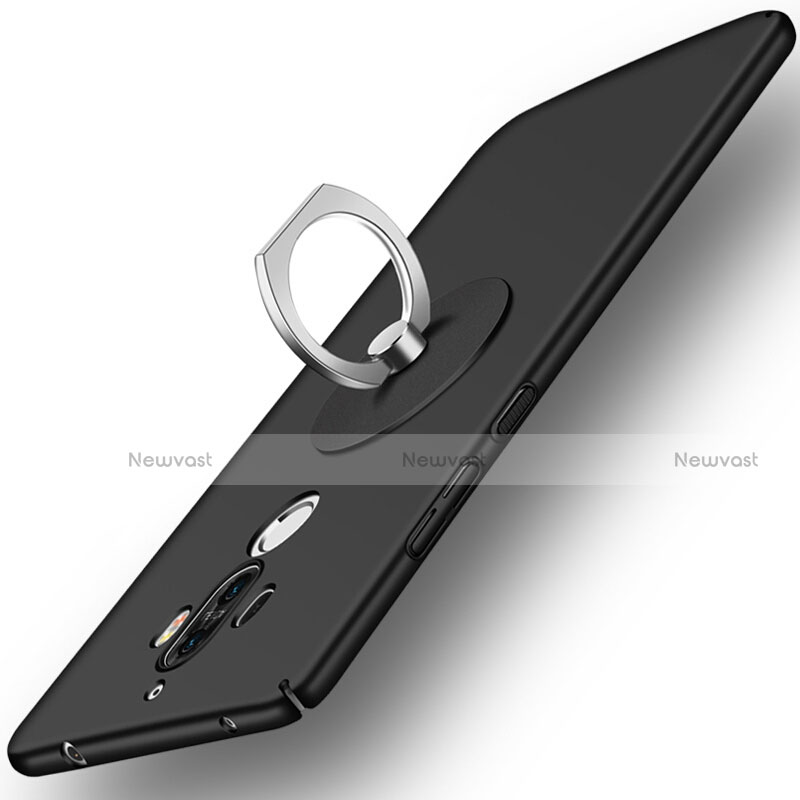 Hard Rigid Plastic Matte Finish Snap On Case with Finger Ring Stand for Huawei Mate 9 Black