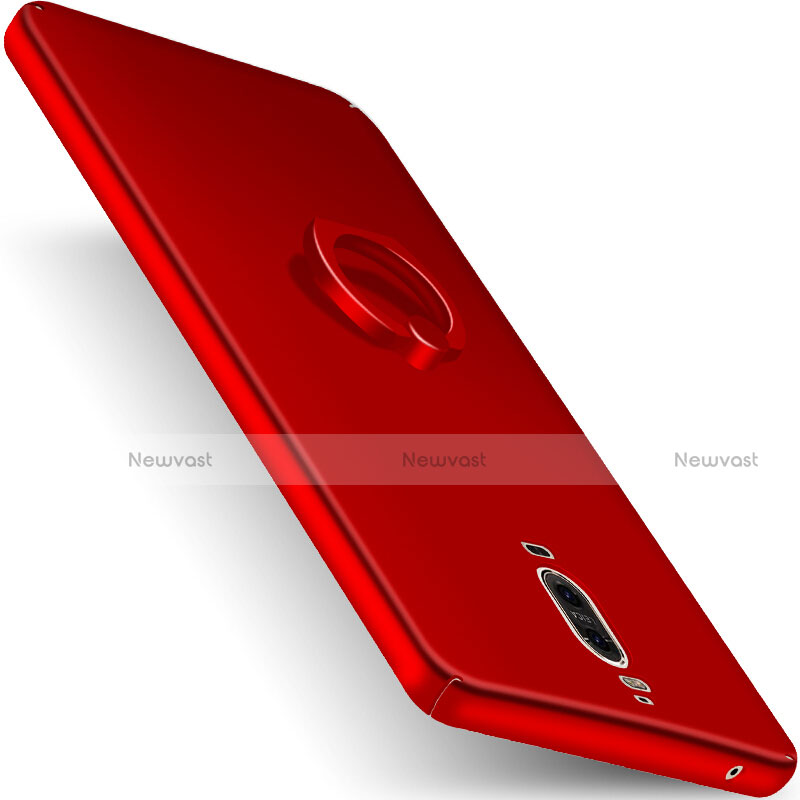 Hard Rigid Plastic Matte Finish Snap On Case with Finger Ring Stand for Huawei Mate 9 Pro Red