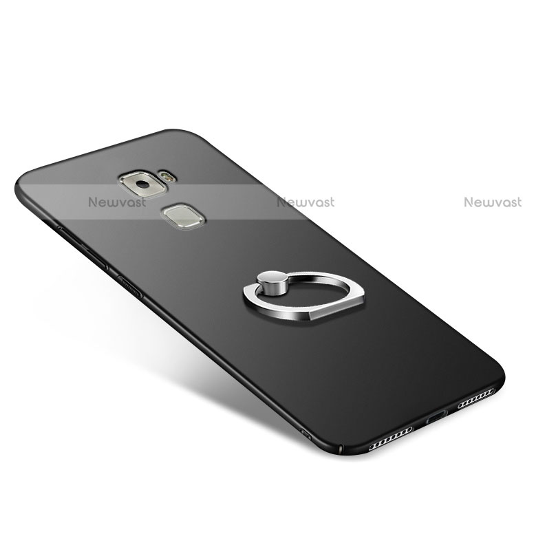 Hard Rigid Plastic Matte Finish Snap On Case with Finger Ring Stand for Huawei Mate S Black