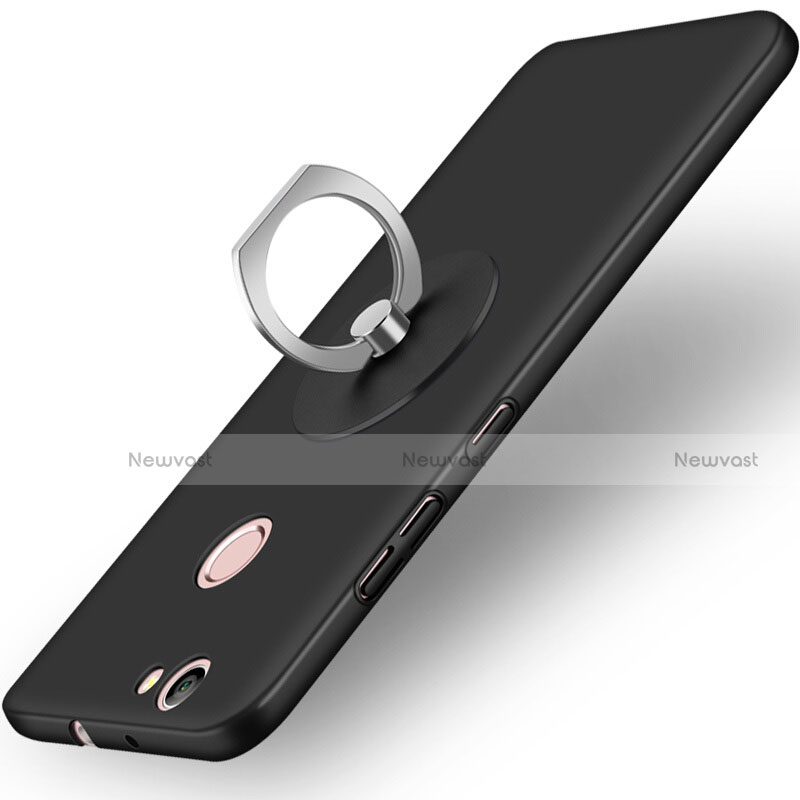 Hard Rigid Plastic Matte Finish Snap On Case with Finger Ring Stand for Huawei Nova Black