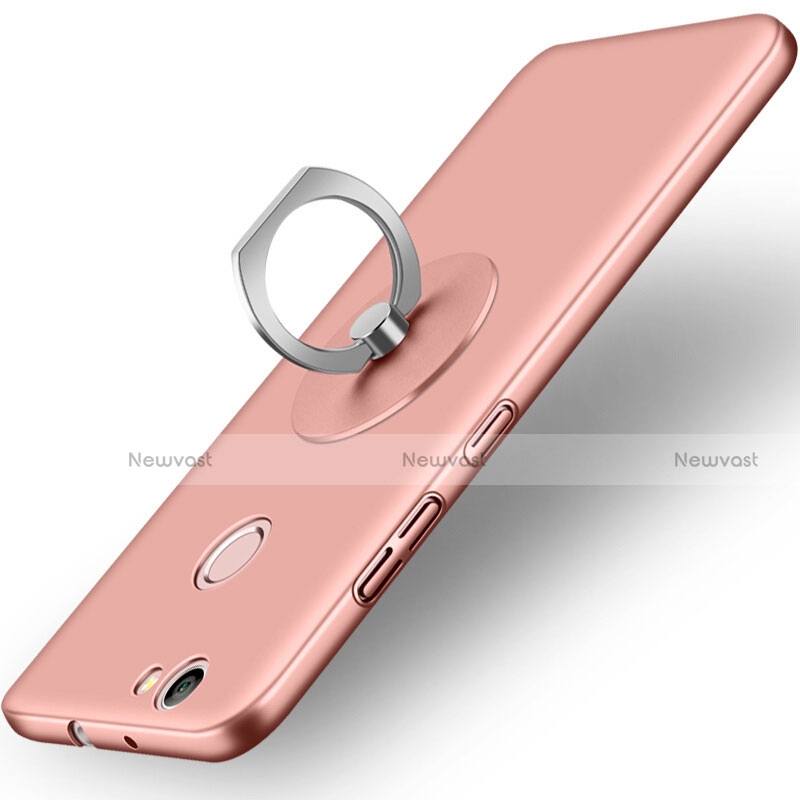 Hard Rigid Plastic Matte Finish Snap On Case with Finger Ring Stand for Huawei Nova Rose Gold