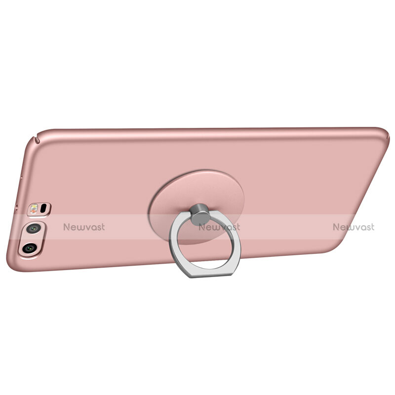 Hard Rigid Plastic Matte Finish Snap On Case with Finger Ring Stand for Huawei P10 Plus Pink