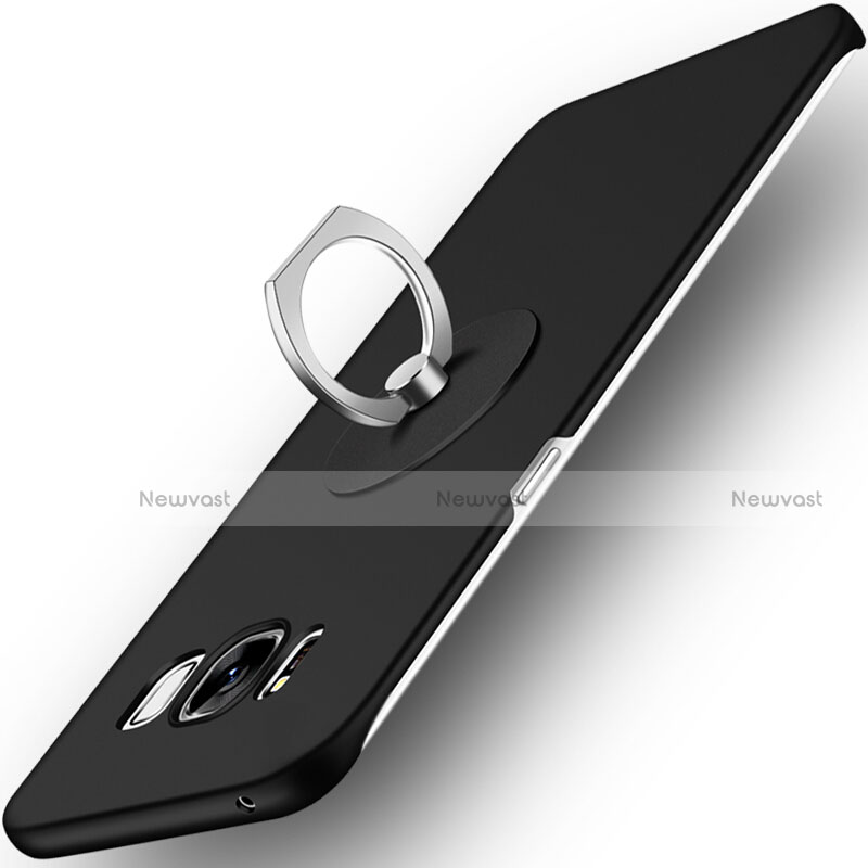 Hard Rigid Plastic Matte Finish Snap On Case with Finger Ring Stand for Samsung Galaxy S8 Black