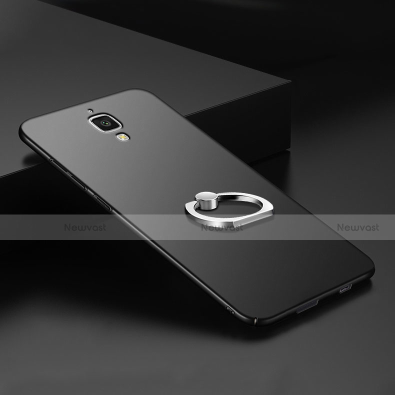 Hard Rigid Plastic Matte Finish Snap On Case with Finger Ring Stand for Xiaomi Mi 4 Black