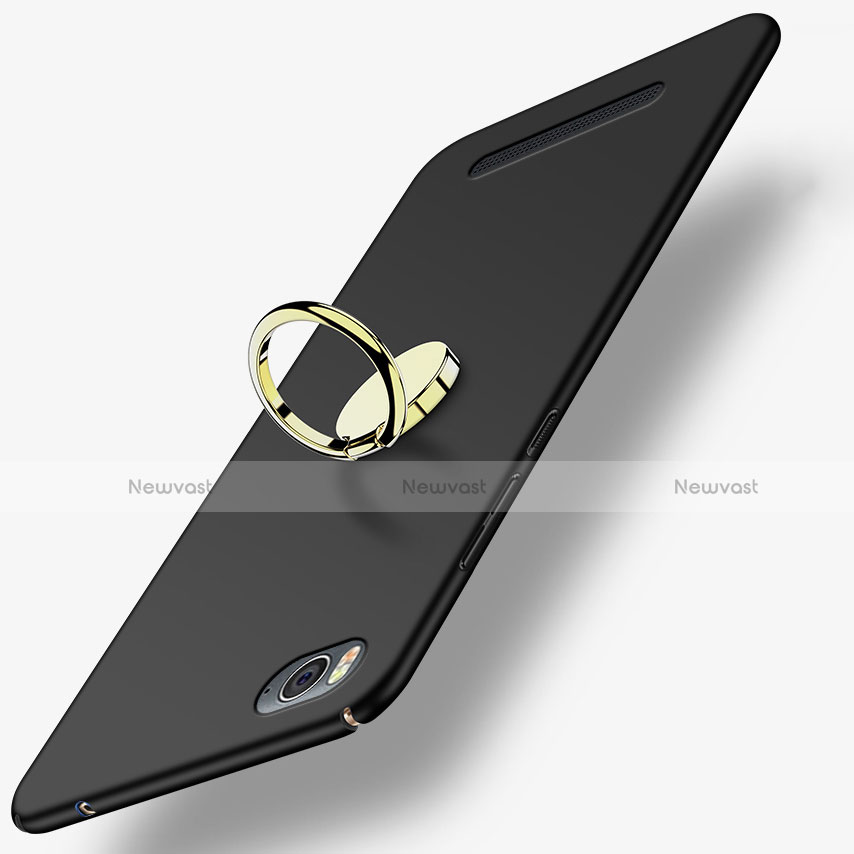 Hard Rigid Plastic Matte Finish Snap On Case with Finger Ring Stand for Xiaomi Mi 4C Black