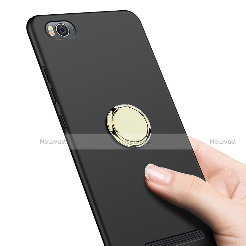 Hard Rigid Plastic Matte Finish Snap On Case with Finger Ring Stand for Xiaomi Mi 4C Black