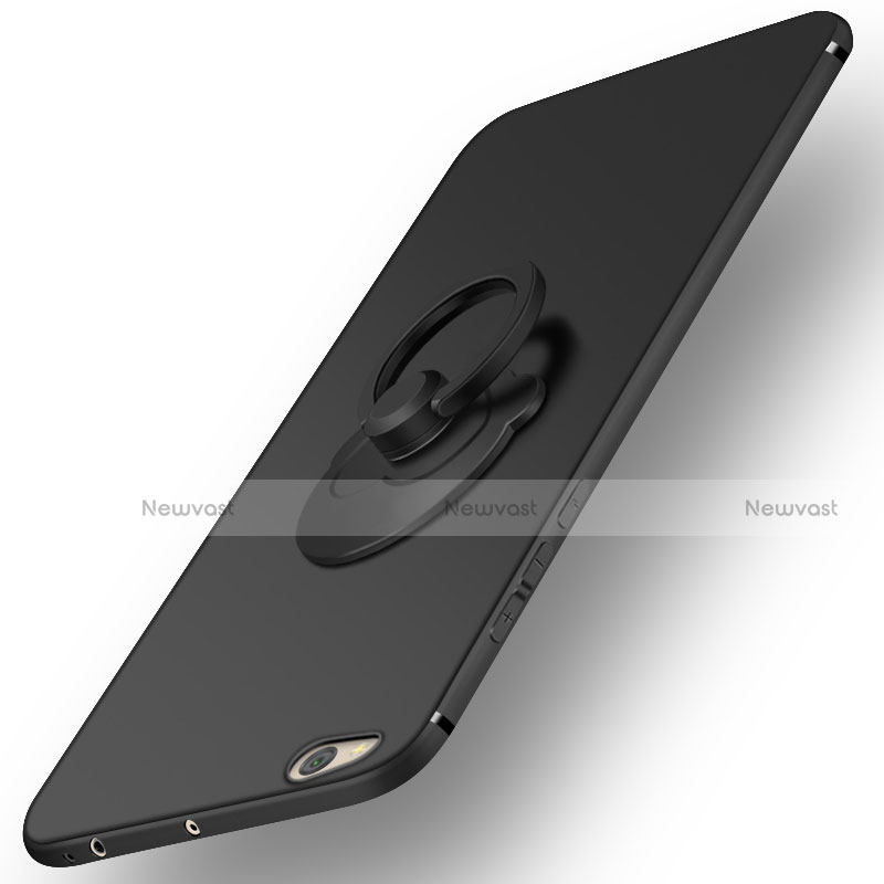 Hard Rigid Plastic Matte Finish Snap On Case with Finger Ring Stand for Xiaomi Mi 5C Black