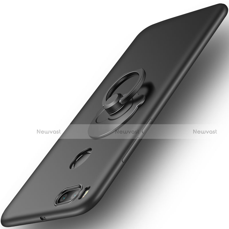 Hard Rigid Plastic Matte Finish Snap On Case with Finger Ring Stand for Xiaomi Mi 5X Black
