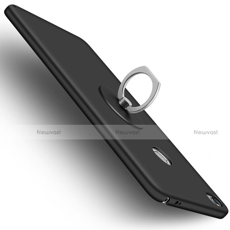Hard Rigid Plastic Matte Finish Snap On Case with Finger Ring Stand for Xiaomi Mi Max Black