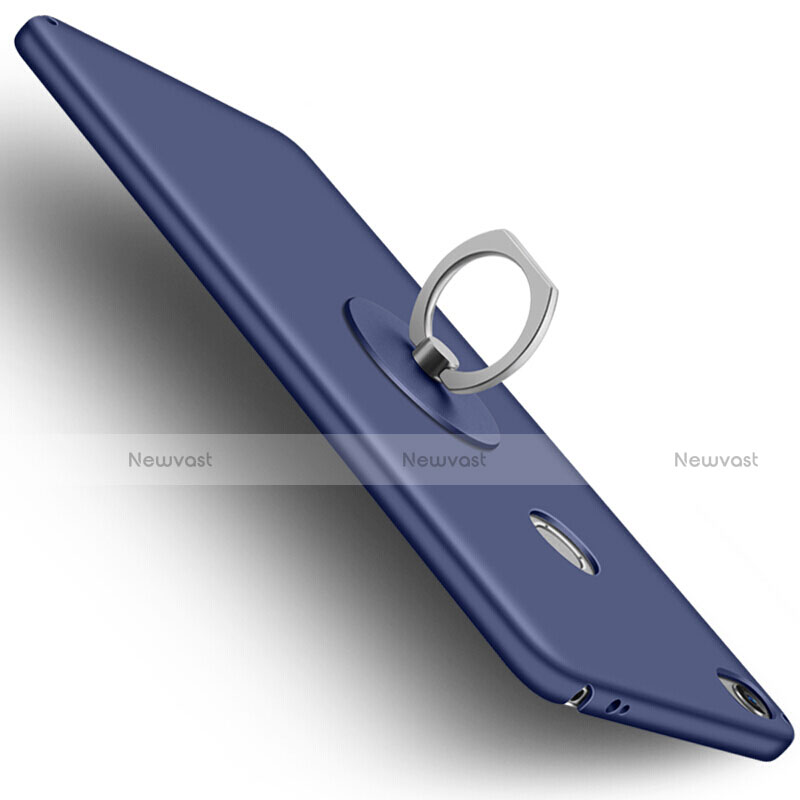 Hard Rigid Plastic Matte Finish Snap On Case with Finger Ring Stand for Xiaomi Mi Max Blue