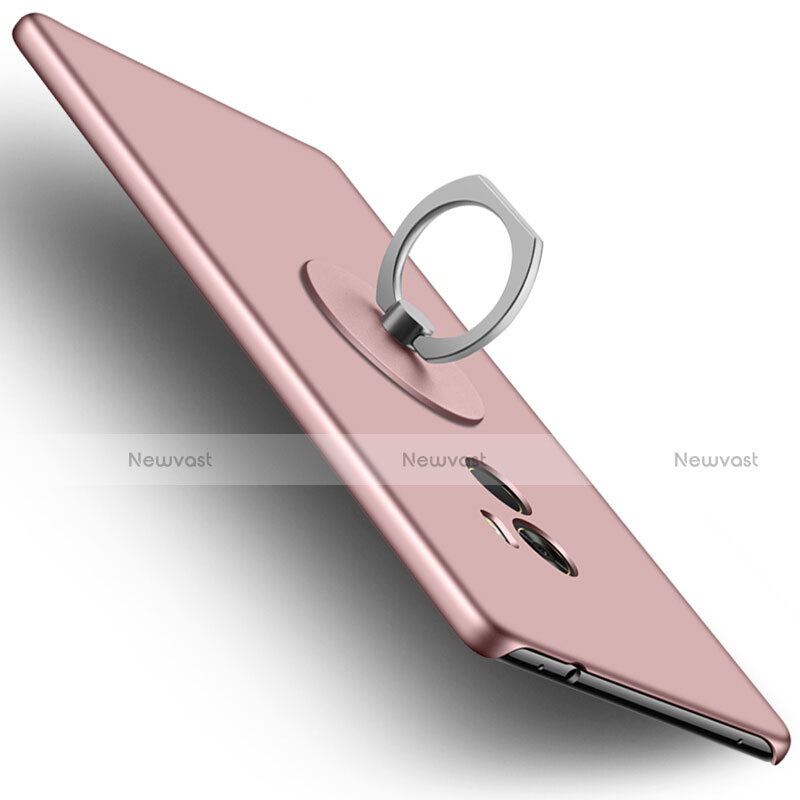 Hard Rigid Plastic Matte Finish Snap On Case with Finger Ring Stand for Xiaomi Mi Mix Rose Gold