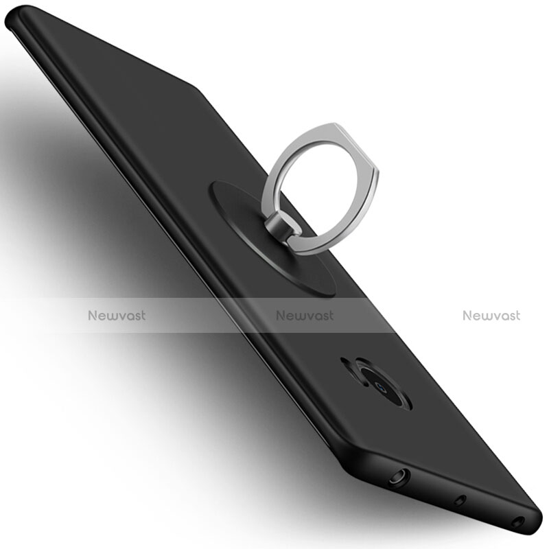 Hard Rigid Plastic Matte Finish Snap On Case with Finger Ring Stand for Xiaomi Mi Note 2 Black