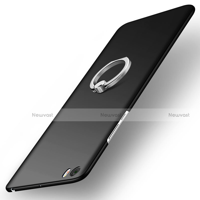 Hard Rigid Plastic Matte Finish Snap On Case with Finger Ring Stand for Xiaomi Mi Note Black