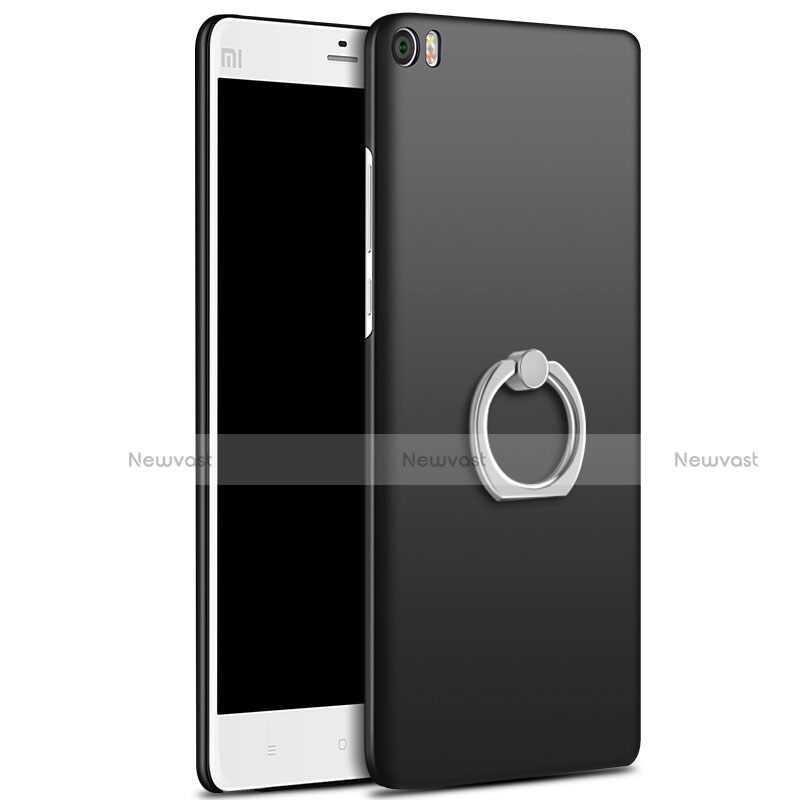 Hard Rigid Plastic Matte Finish Snap On Case with Finger Ring Stand for Xiaomi Mi Note Black