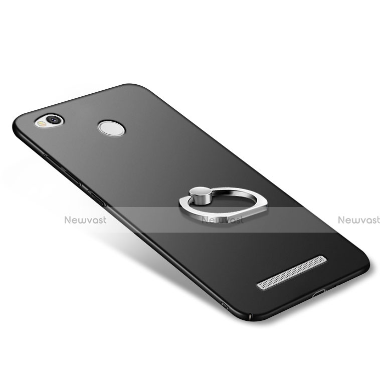 Hard Rigid Plastic Matte Finish Snap On Case with Finger Ring Stand for Xiaomi Redmi 3 High Edition Black