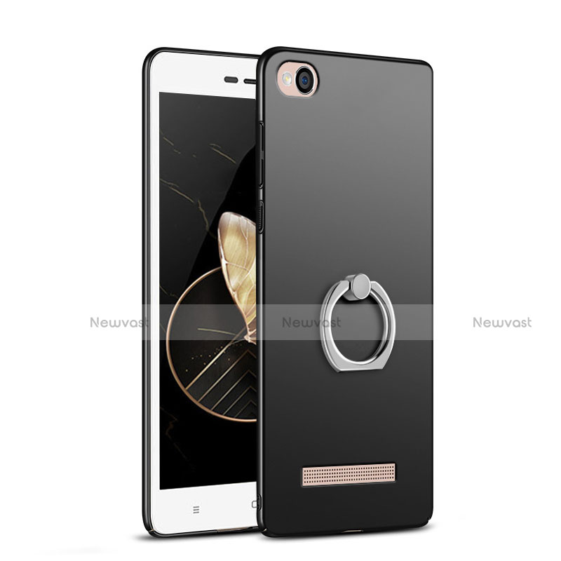 Hard Rigid Plastic Matte Finish Snap On Case with Finger Ring Stand for Xiaomi Redmi 4A Black