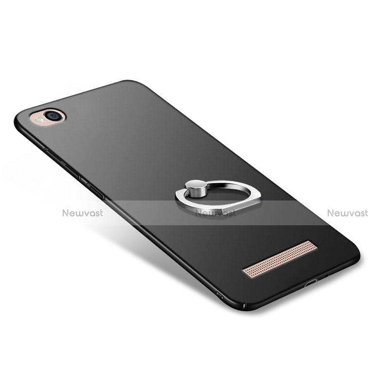 Hard Rigid Plastic Matte Finish Snap On Case with Finger Ring Stand for Xiaomi Redmi 4A Black