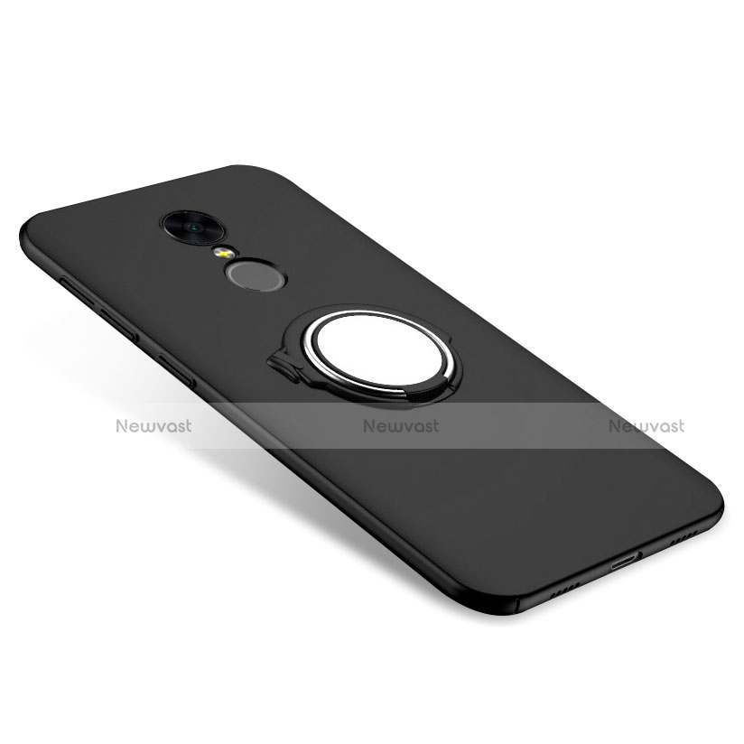 Hard Rigid Plastic Matte Finish Snap On Case with Finger Ring Stand for Xiaomi Redmi 5 Black