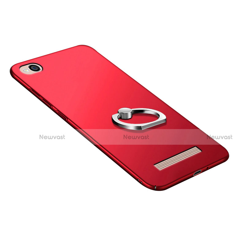 Hard Rigid Plastic Matte Finish Snap On Case with Finger Ring Stand for Xiaomi Redmi 5A Red