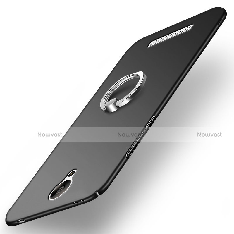 Hard Rigid Plastic Matte Finish Snap On Case with Finger Ring Stand for Xiaomi Redmi Note 2 Black