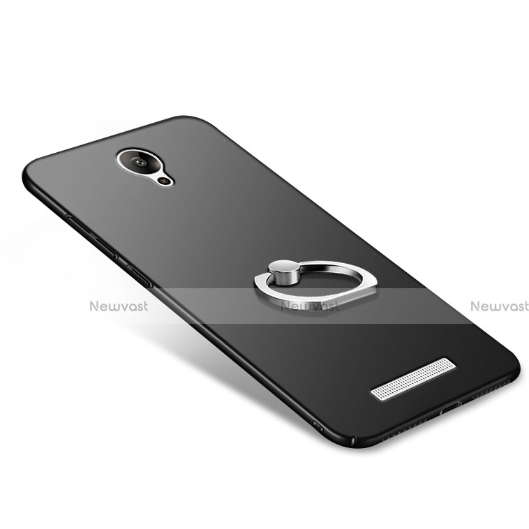 Hard Rigid Plastic Matte Finish Snap On Case with Finger Ring Stand for Xiaomi Redmi Note 2 Black