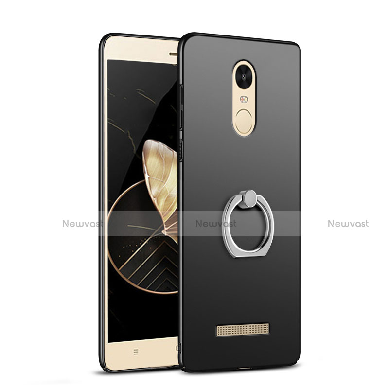 Hard Rigid Plastic Matte Finish Snap On Case with Finger Ring Stand for Xiaomi Redmi Note 3 Black