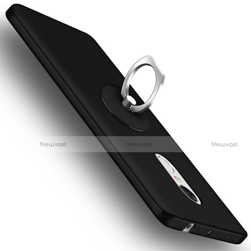 Hard Rigid Plastic Matte Finish Snap On Case with Finger Ring Stand for Xiaomi Redmi Note 4 Black