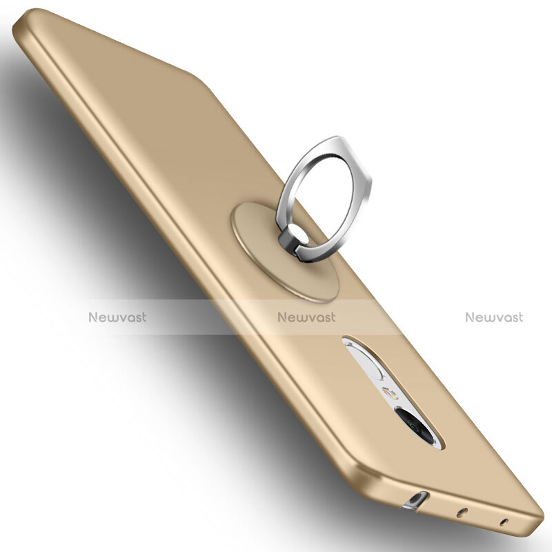 Hard Rigid Plastic Matte Finish Snap On Case with Finger Ring Stand for Xiaomi Redmi Note 4 Gold