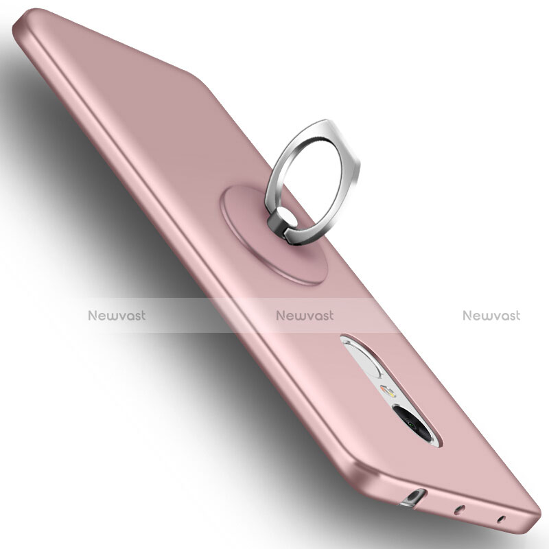 Hard Rigid Plastic Matte Finish Snap On Case with Finger Ring Stand for Xiaomi Redmi Note 4 Rose Gold