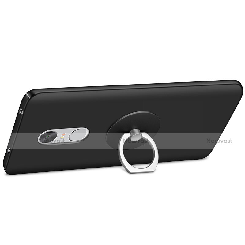 Hard Rigid Plastic Matte Finish Snap On Case with Finger Ring Stand for Xiaomi Redmi Note 4 Standard Edition Black