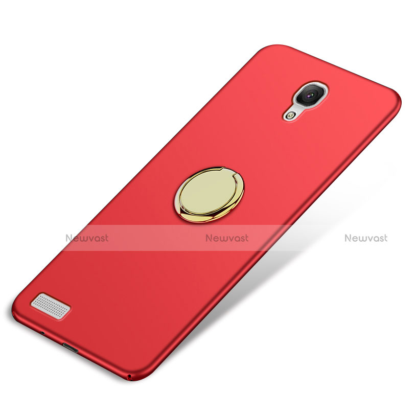 Hard Rigid Plastic Matte Finish Snap On Case with Finger Ring Stand for Xiaomi Redmi Note 4G Red