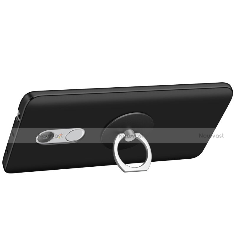 Hard Rigid Plastic Matte Finish Snap On Case with Finger Ring Stand for Xiaomi Redmi Note 4X High Edition Black