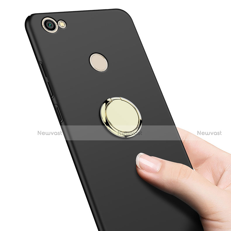 Hard Rigid Plastic Matte Finish Snap On Case with Finger Ring Stand for Xiaomi Redmi Note 5A High Edition Black
